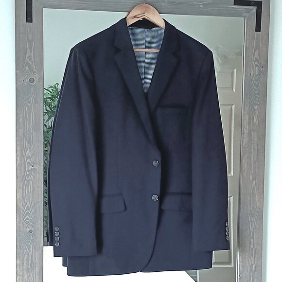 Dark Navy Blue WRINKLE RESISTANT Suit Jacket /Navy Blazer / Navy Sport Coat 42R - Picture 7 of 12